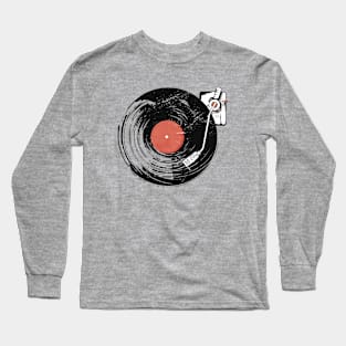 Retro Turntable Record Player Illustration // Vintage Vinyl Record Player Long Sleeve T-Shirt